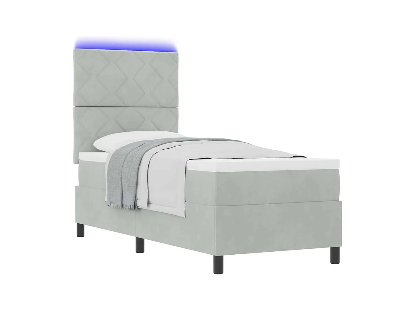 Cadre de lit avec matelas Gris clair 80 x 200 cm Velours