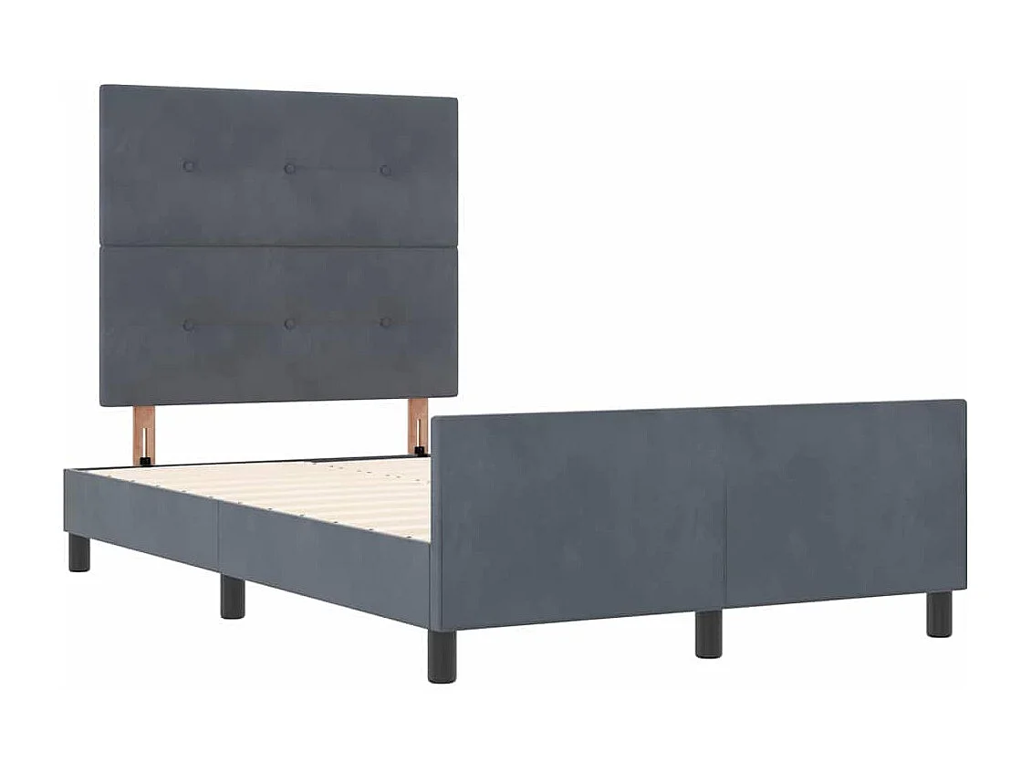 Cadre de lit avec tête de lit Gris foncé 120 x 200 cm Velours