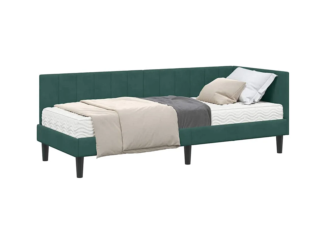 Cadre de lit d'angle Vert foncé 80 x 200 cm Velours