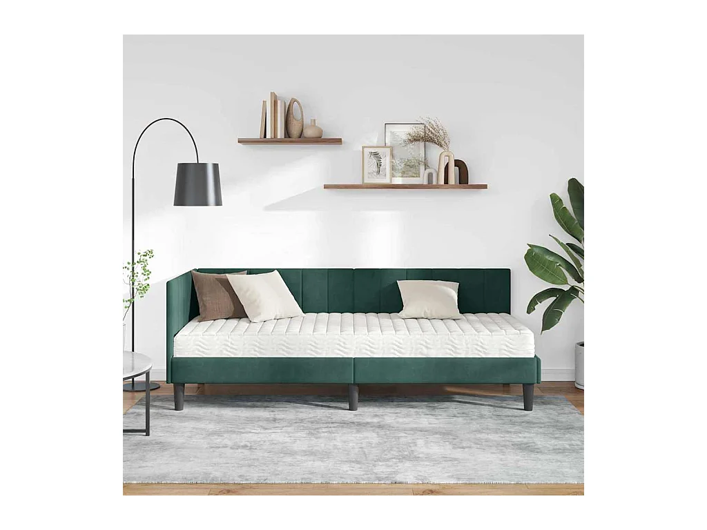Cadre de lit d'angle Vert foncé 80 x 200 cm Velours