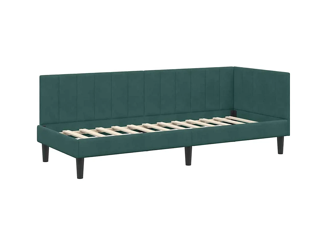 Cadre de lit d'angle Vert foncé 80 x 200 cm Velours