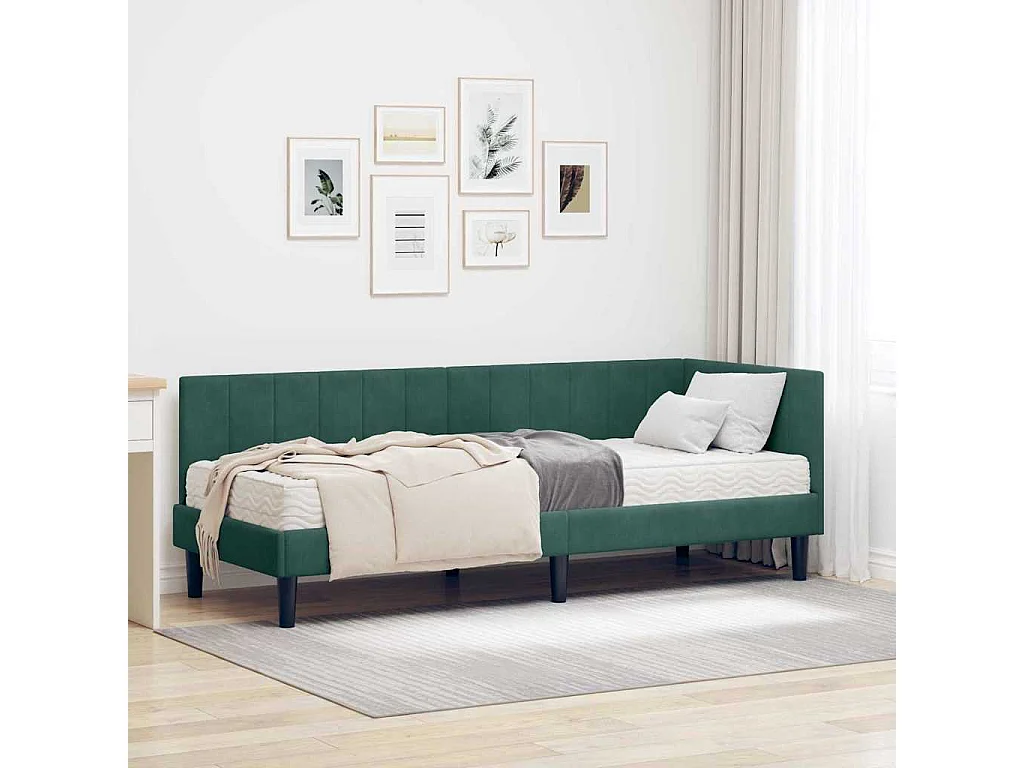 Cadre de lit d'angle Vert foncé 80 x 200 cm Velours