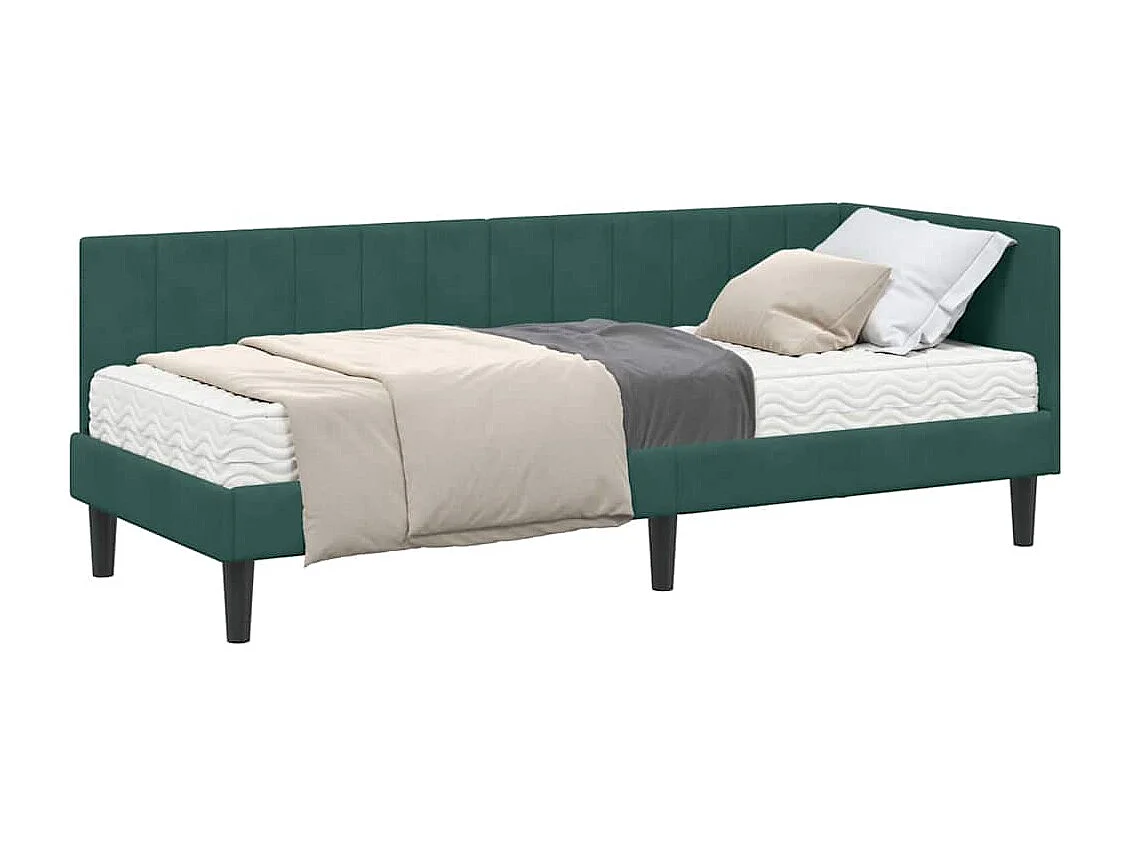 Cadre de lit d'angle Vert foncé 80 x 200 cm Velours
