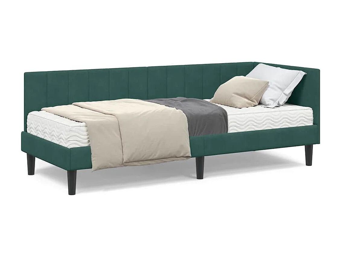Cadre de lit d'angle Vert foncé 80 x 200 cm Velours