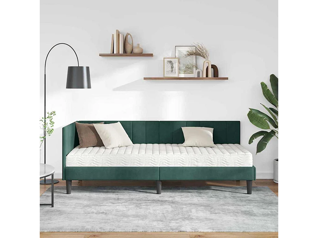 Cadre de lit d'angle Vert foncé 80 x 200 cm Velours