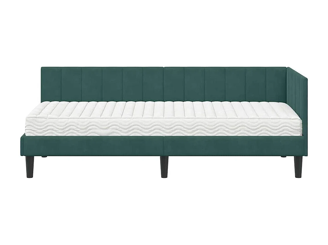 Cadre de lit d'angle Vert foncé 80 x 200 cm Velours