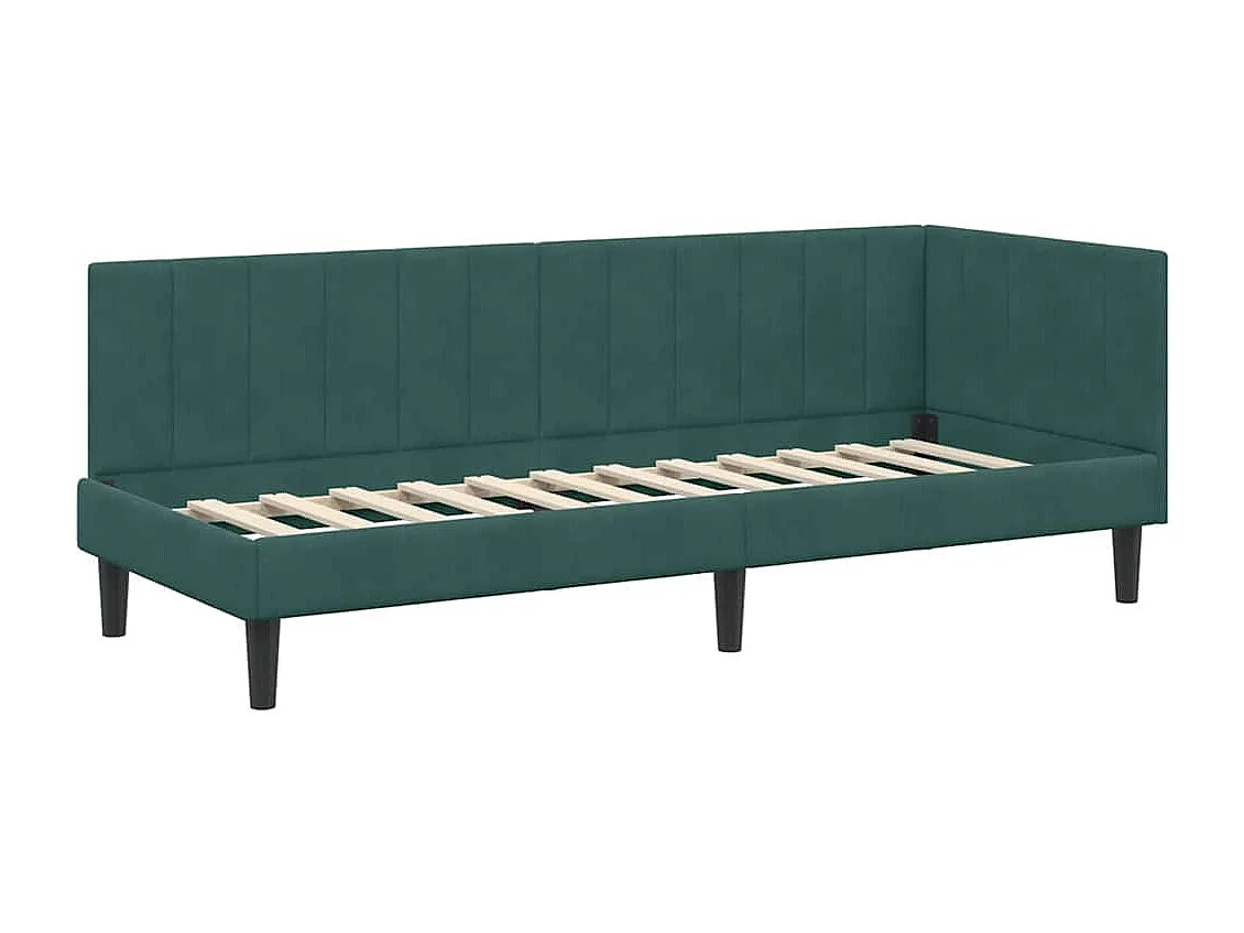 Cadre de lit d'angle Vert foncé 80 x 200 cm Velours