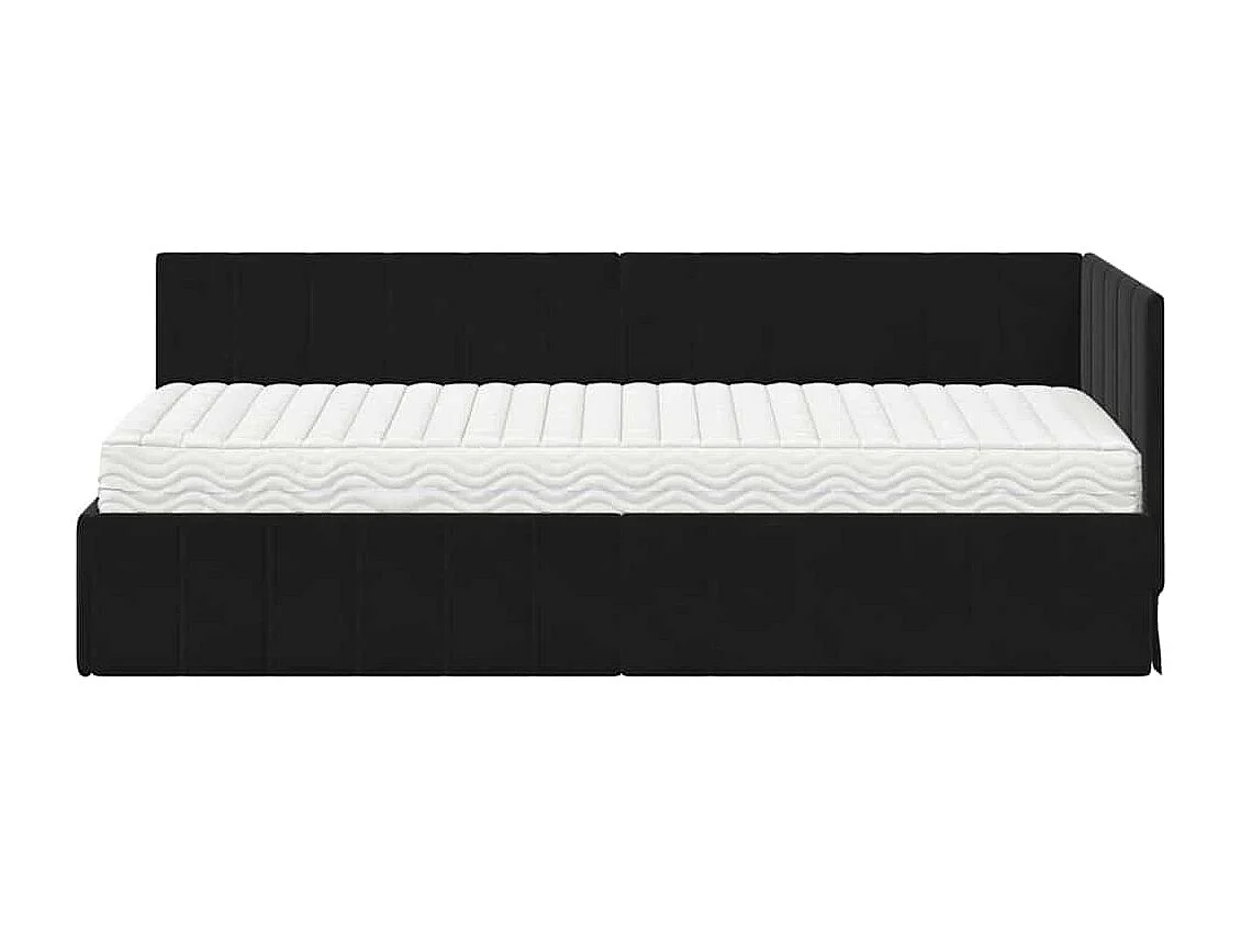 Estrutura de Cama de Canto com colchão Preto 80 x 200 cm Veludo