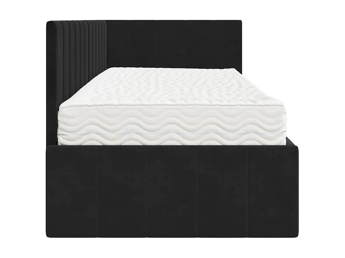 Estrutura de Cama de Canto com colchão Preto 80 x 200 cm Veludo