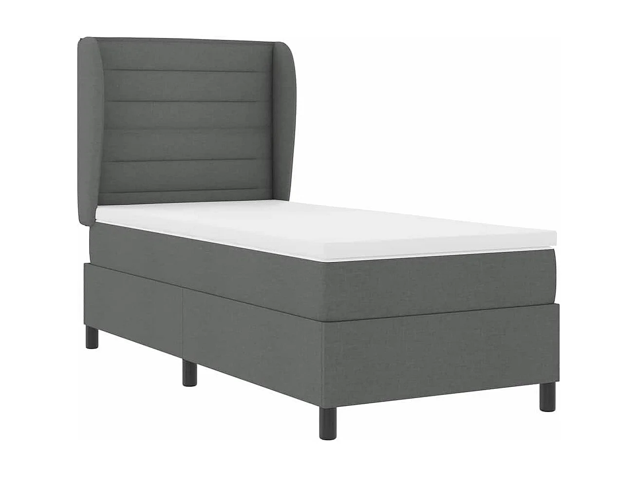 Cadre de lit avec matelas Gris foncé 90 x 190 cm tissu