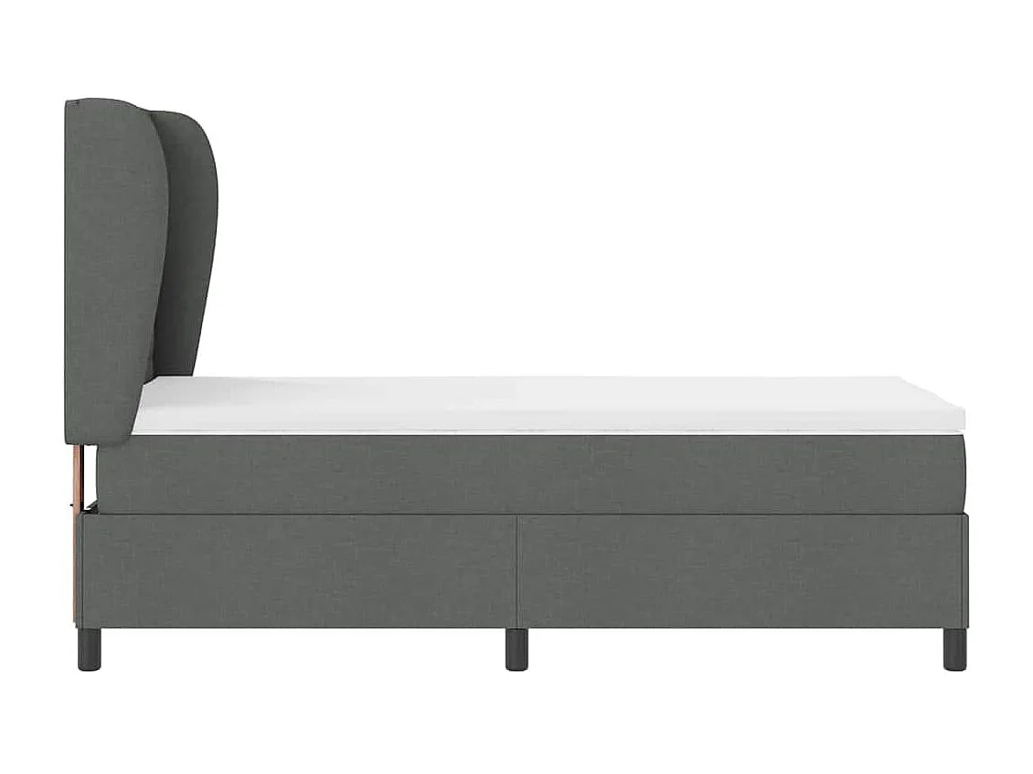 Cadre de lit avec matelas Gris foncé 90 x 190 cm tissu