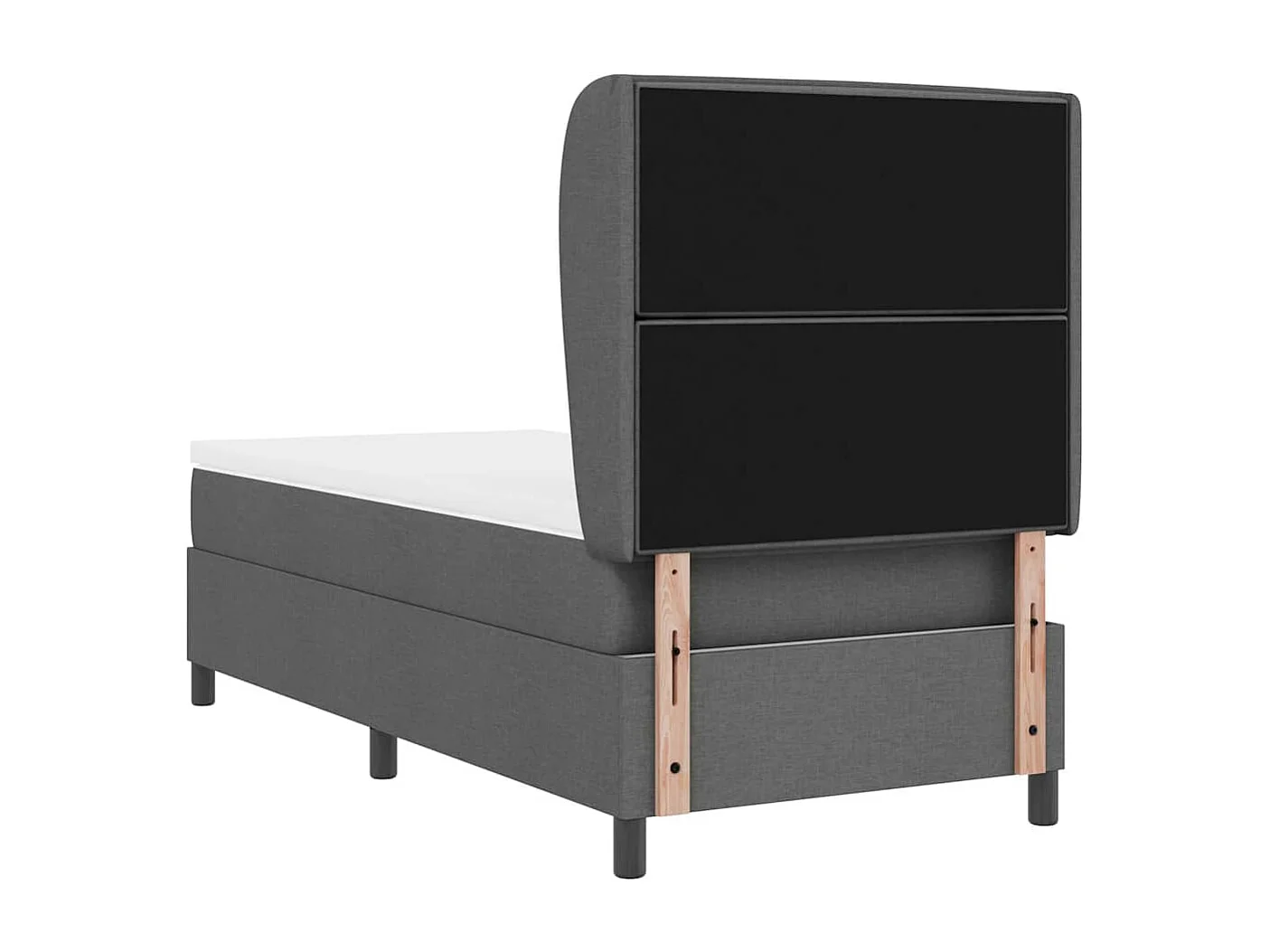 Cadre de lit avec matelas Gris foncé 90 x 190 cm tissu