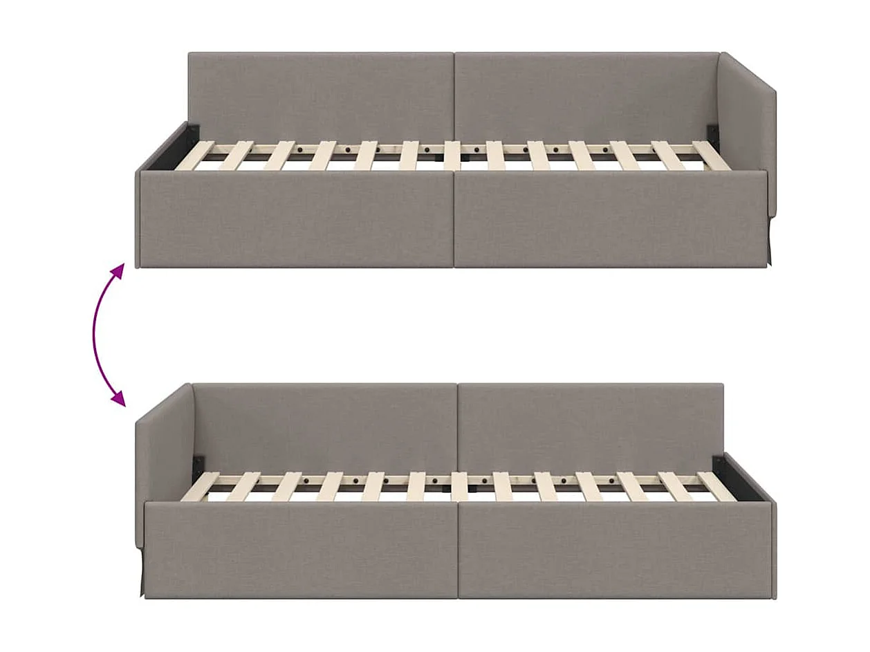 Estructura de cama en esquina con cabecera Taupé 90 x 190 cm