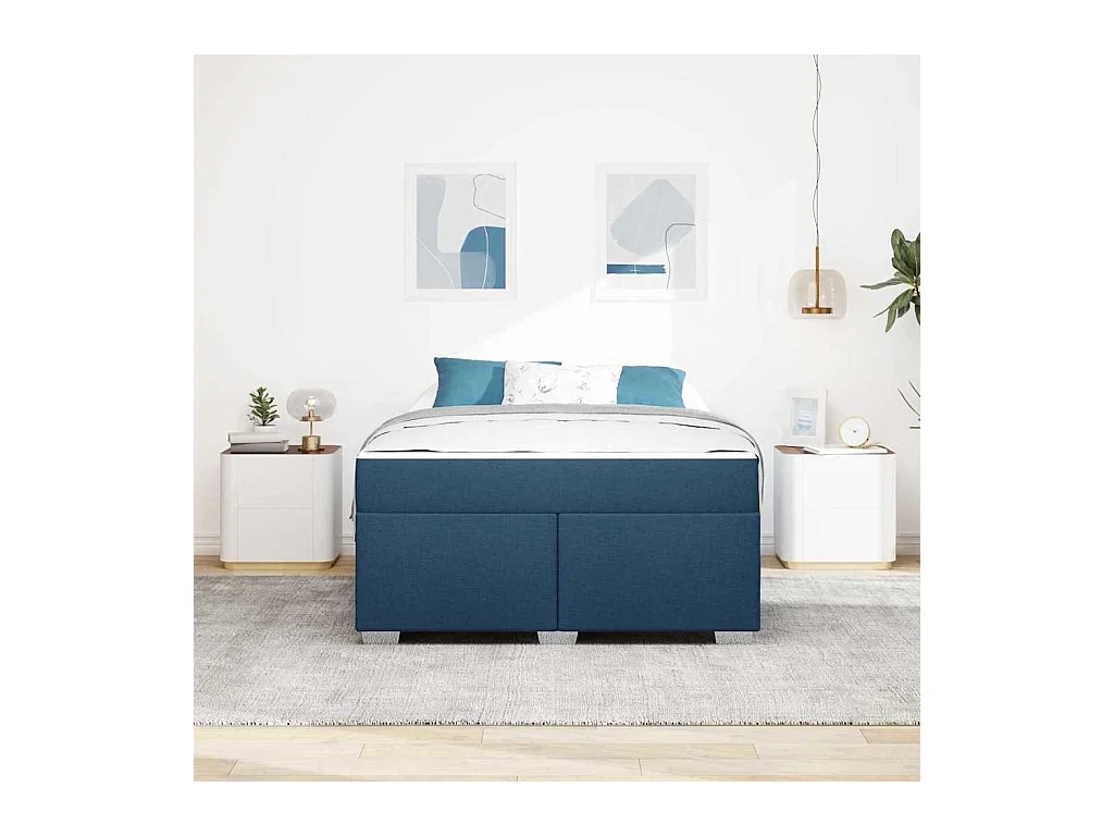 Cadre de lit Bleu 160 x 200 cm tissu