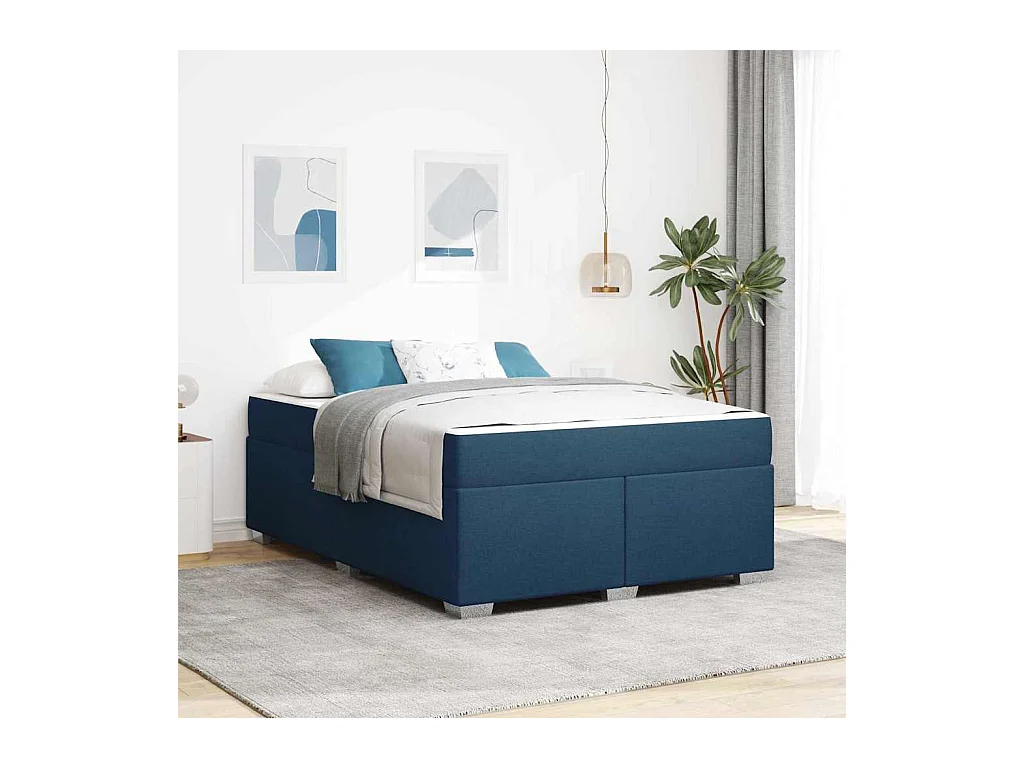 Cadre de lit Bleu 160 x 200 cm tissu