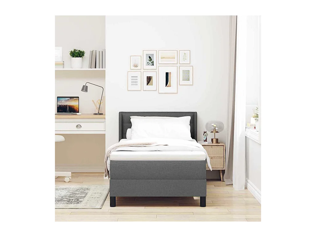Cadre de lit avec matelas avec matelas Gris foncé 90 x 190 cm