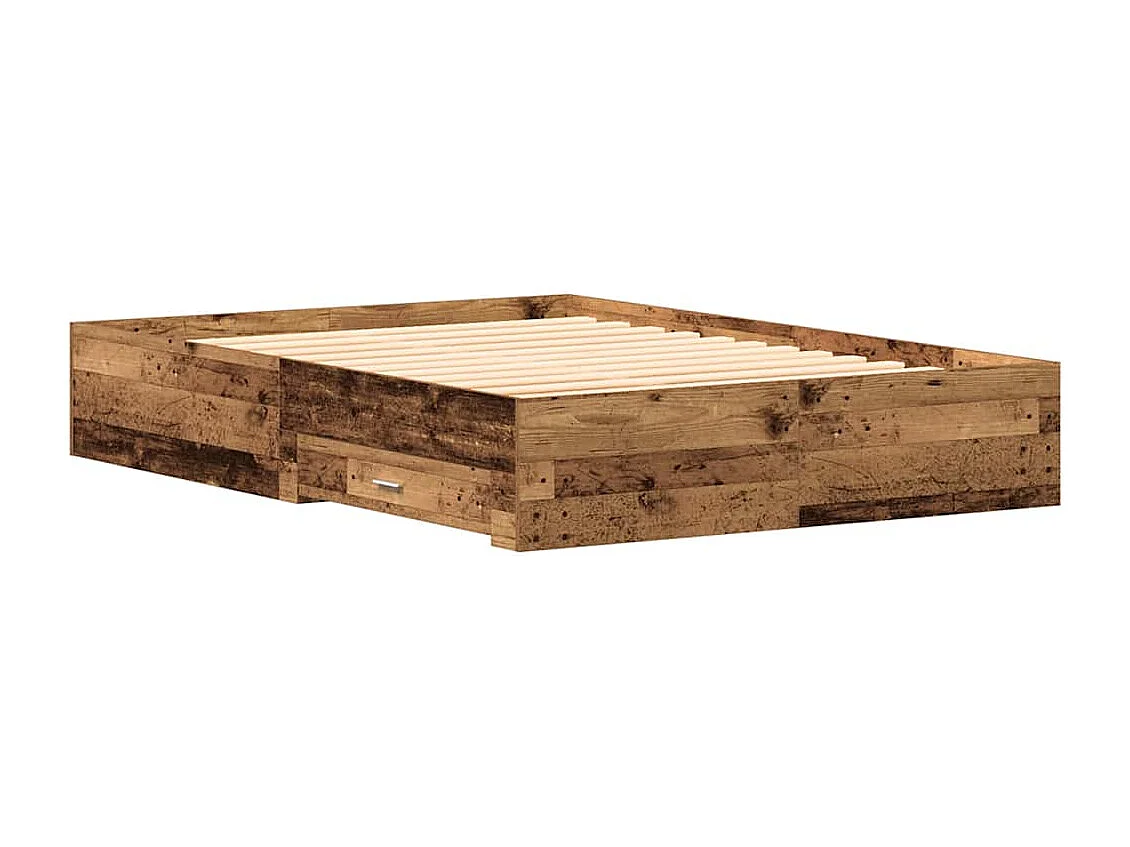 Cadre de lit avec tiroirs avec tiroir Bois ancien 140 x 190 cm