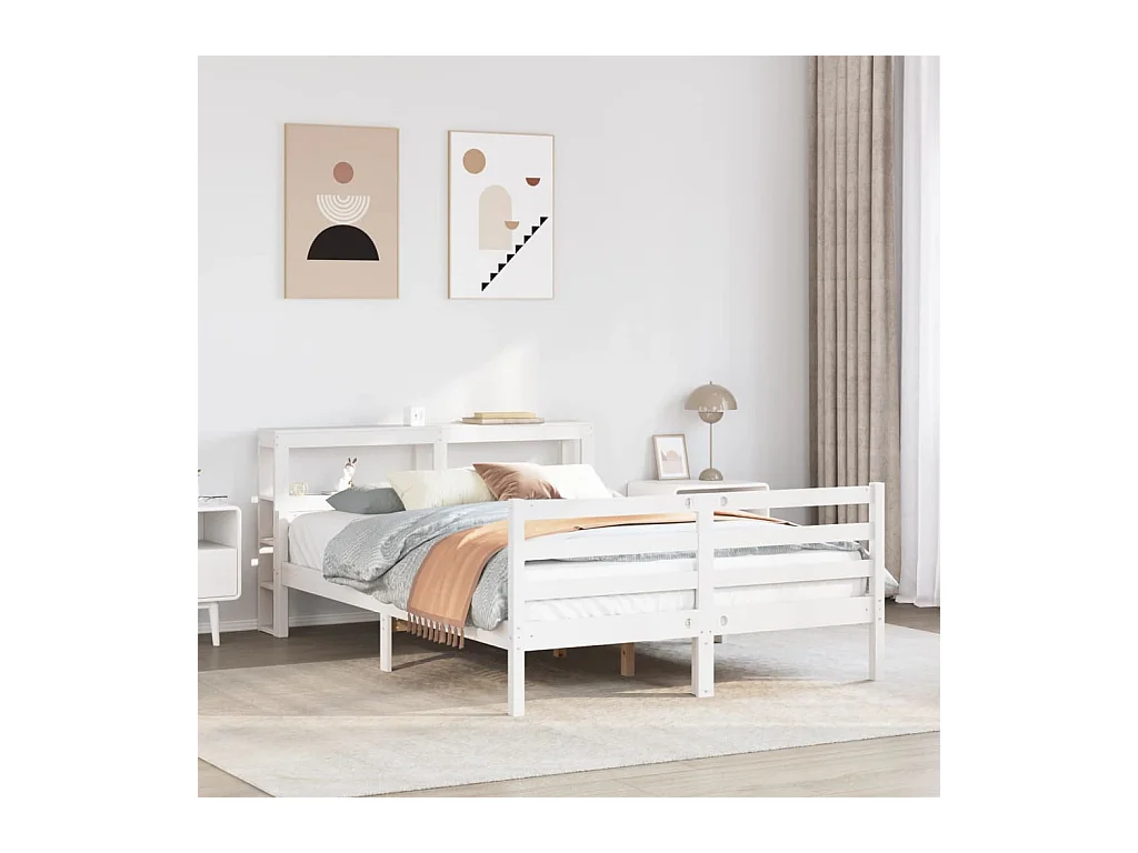Estructura de cama con cabecero madera maciza pino 160x200 cm