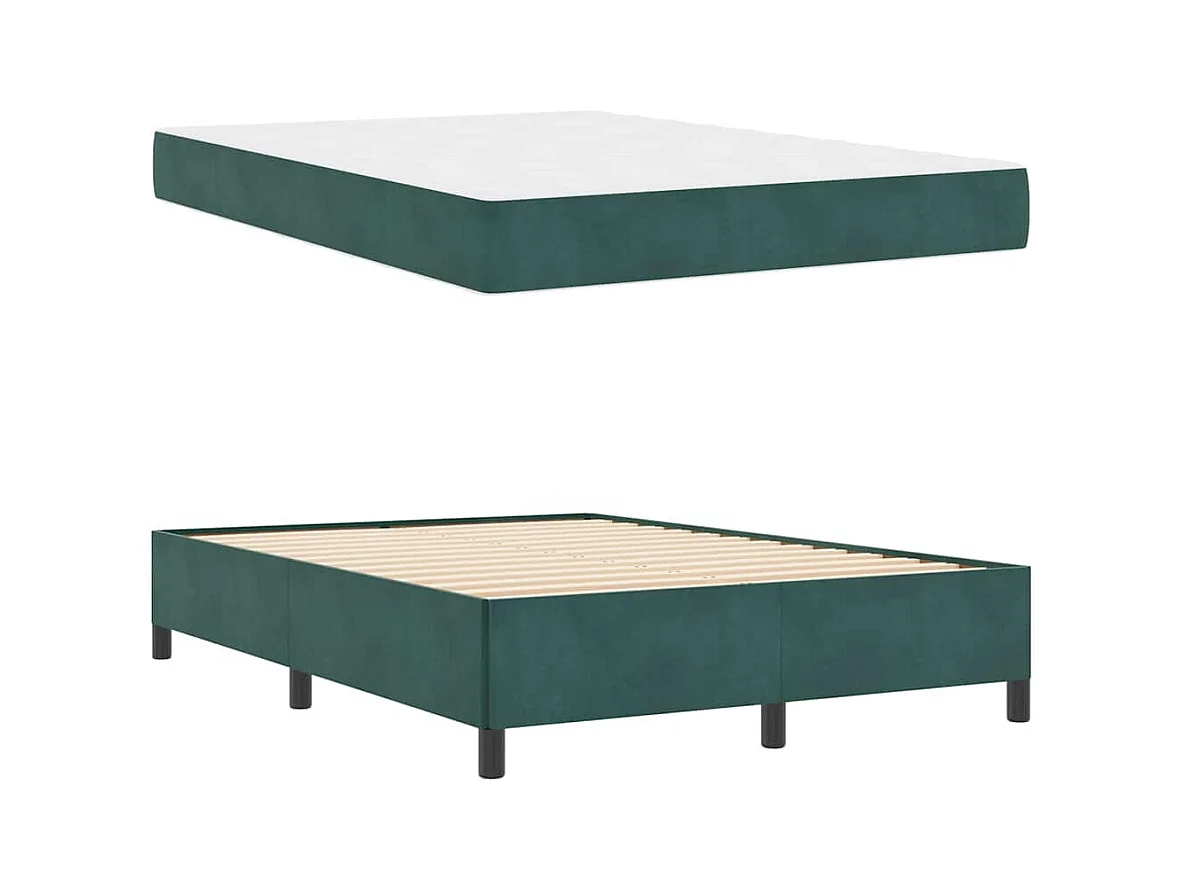 Cadre de lit Vert foncé, vert et blanc 160 x 200 cm Velours