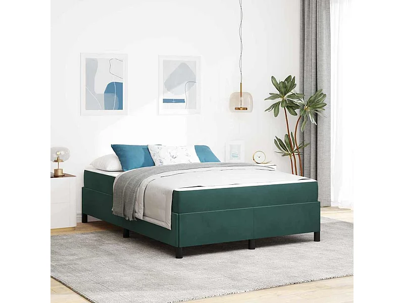 Cadre de lit Vert foncé, vert et blanc 160 x 200 cm Velours