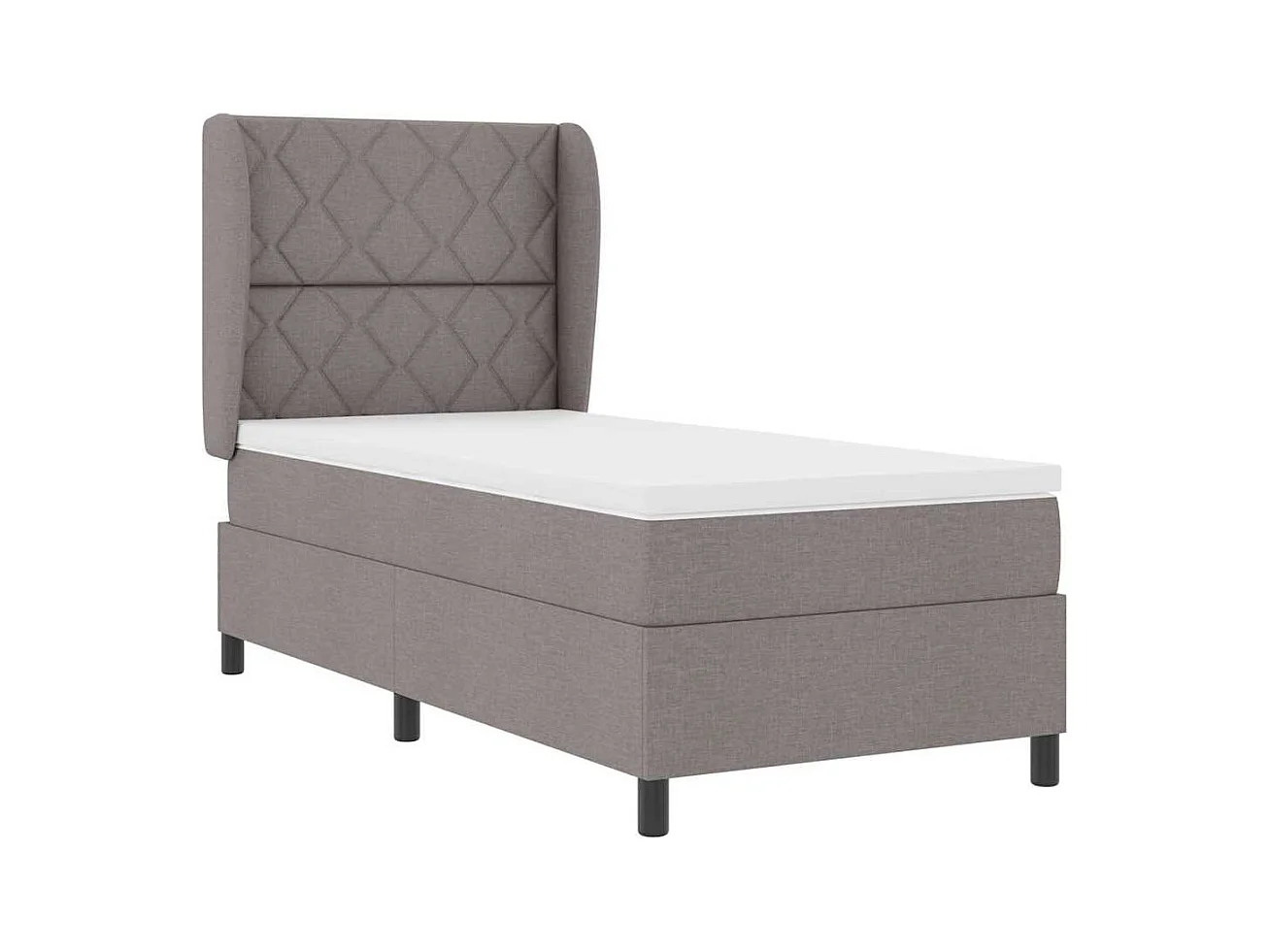 Cadre de lit avec matelas Taupe 90 x 200 cm tissu