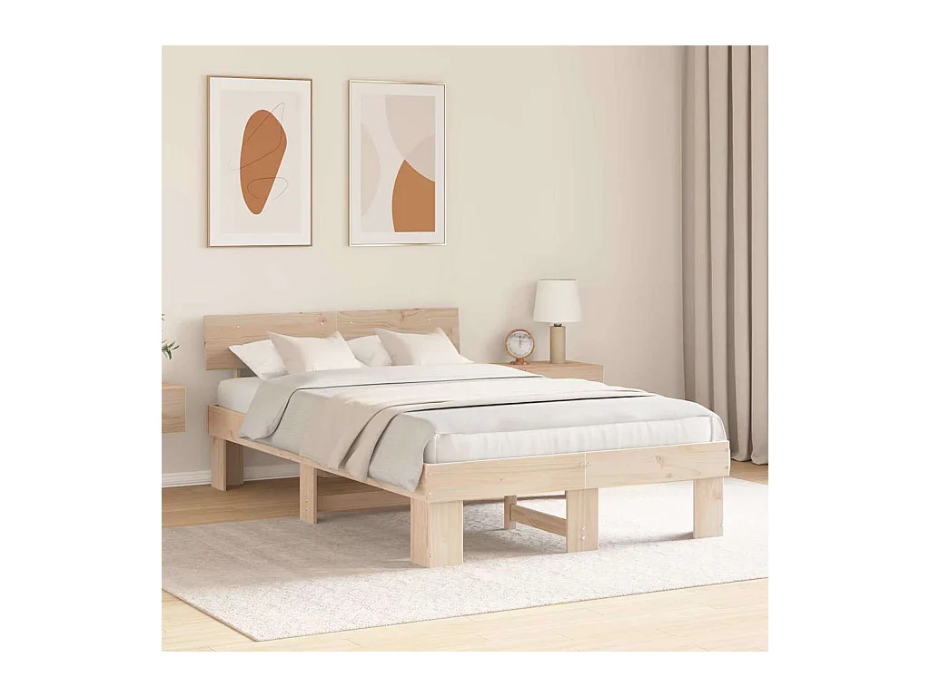 Estrutura da Cama Castanho 140 x 190 cm Madeira de pinho maciça