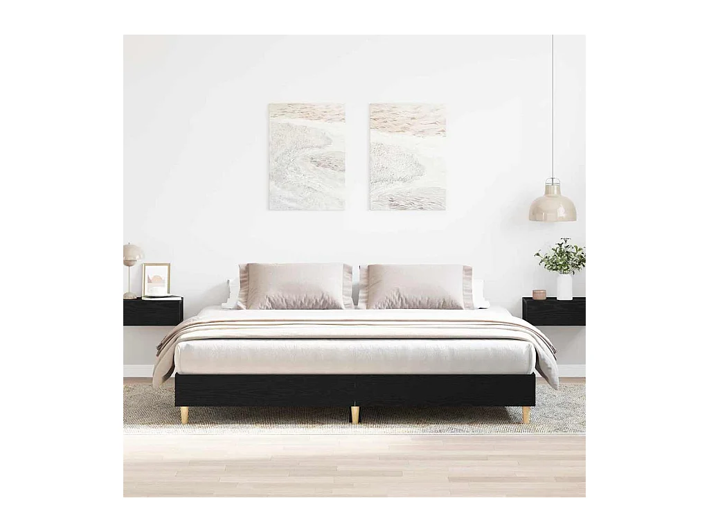 Cadre de lit Chêne noir 200 x 200 cm Bois d'ingénierie