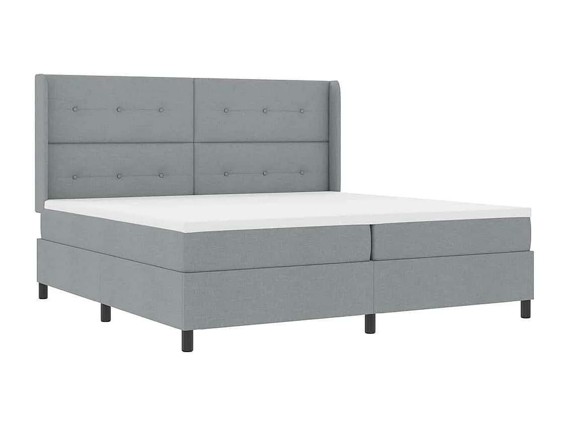 Cadre de lit avec matelas Gris clair 200 x 200 cm tissu