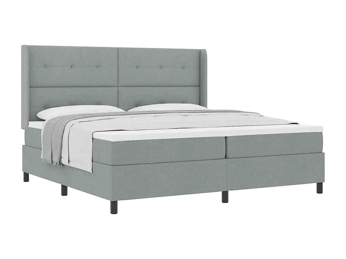 Cadre de lit avec matelas Gris clair 200 x 200 cm tissu