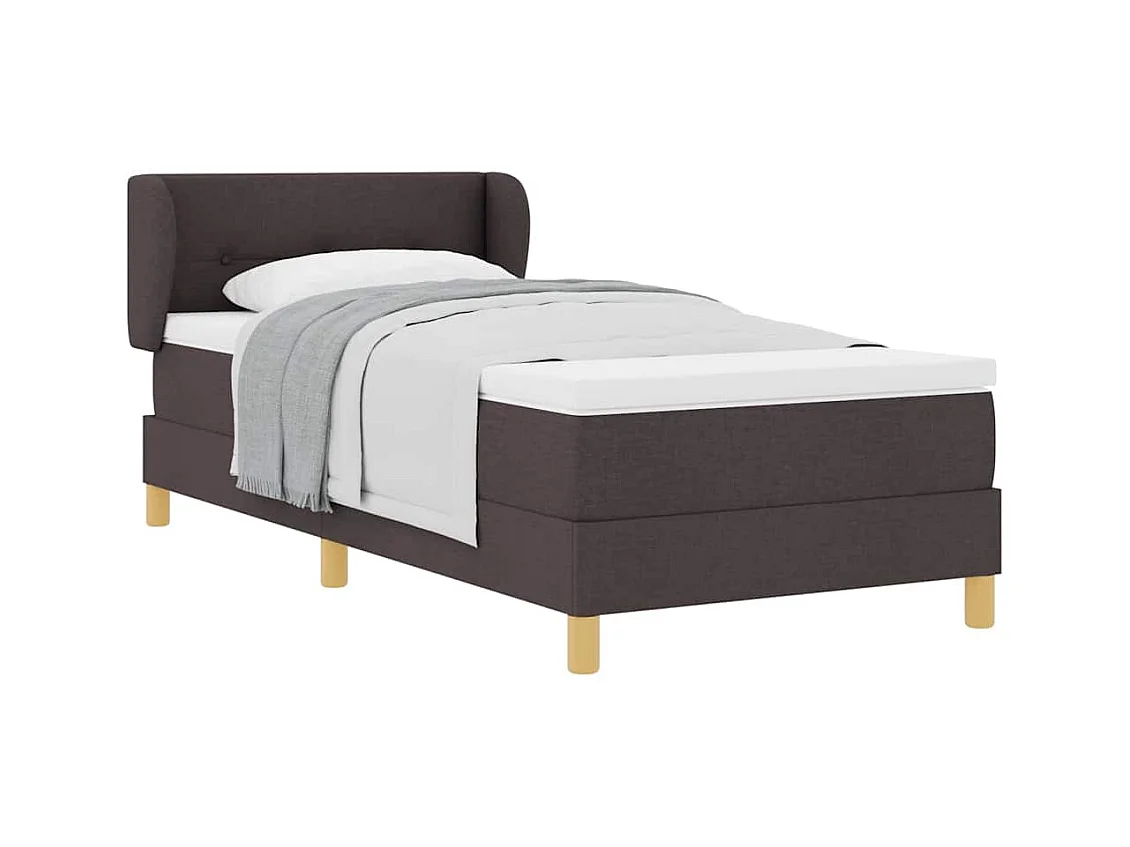 Cadre de lit avec Matelas Crème 90x200 cm Tissu Marron foncé