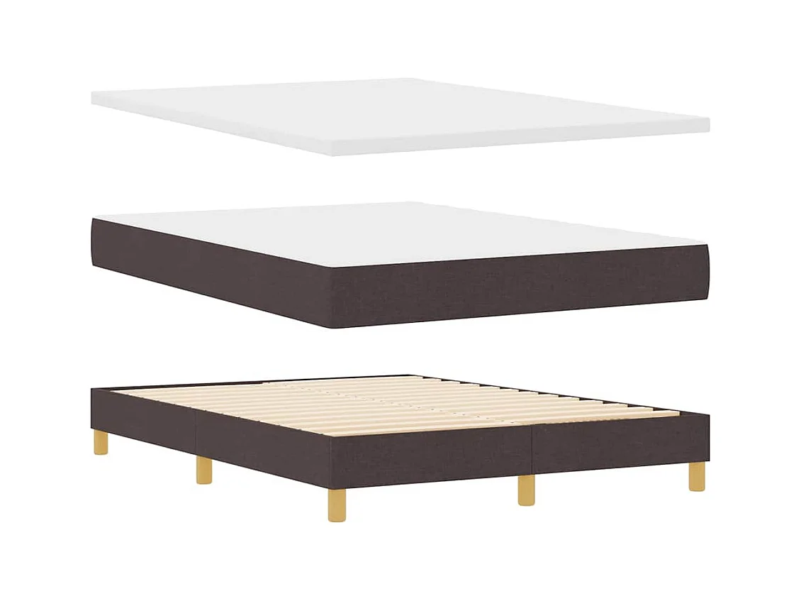 Cadre de lit avec Matelas Crème 90x200 cm Tissu Marron foncé