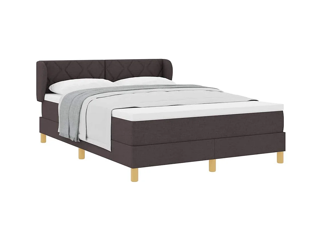 Cadre de lit avec Matelas Crème 90x200 cm Tissu Marron foncé