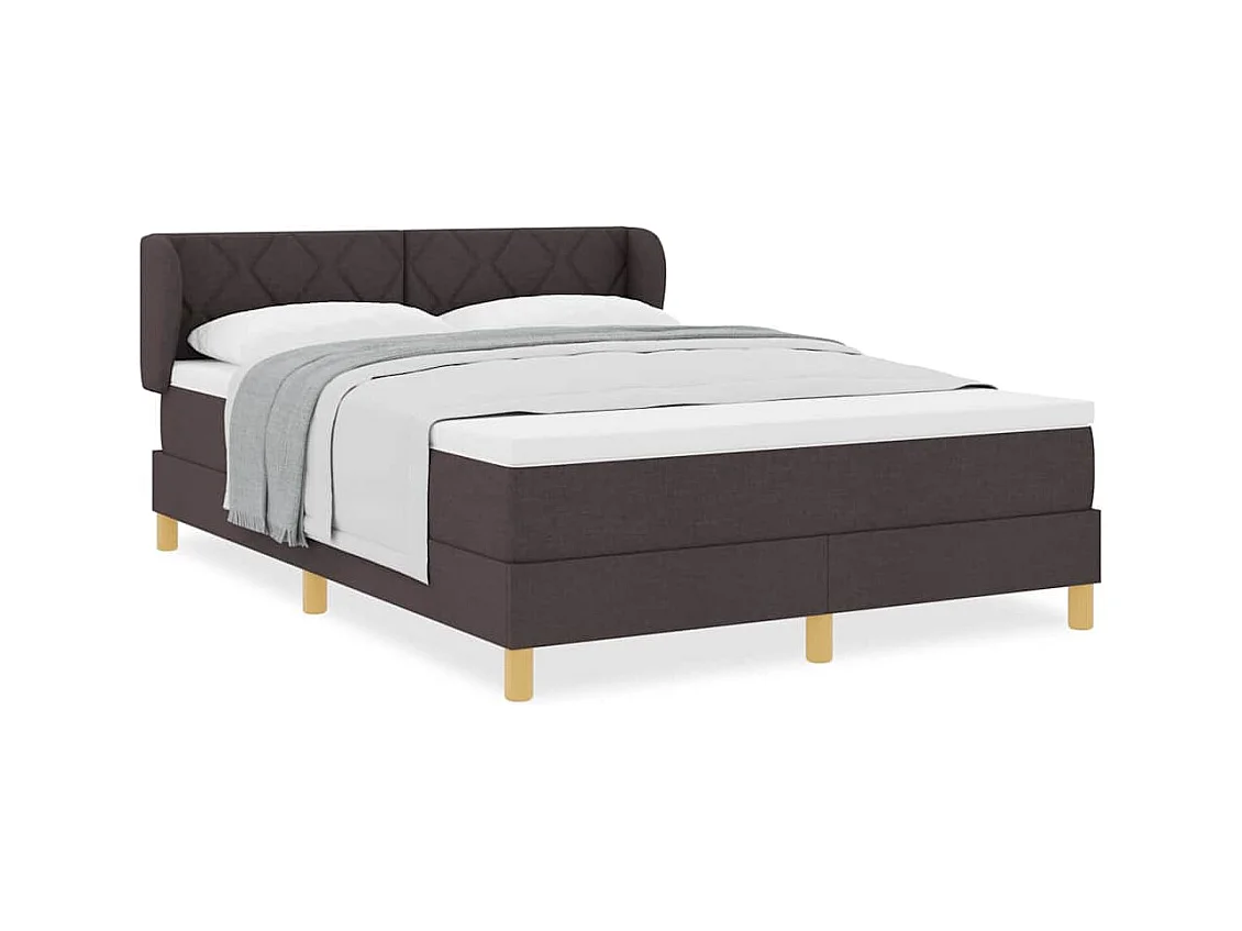 Cadre de lit avec Matelas Crème 90x200 cm Tissu Marron foncé