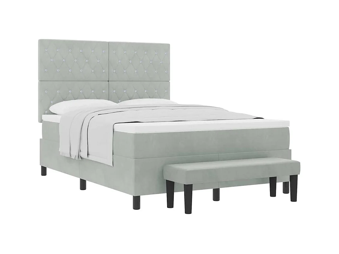 Cadre de lit avec matelas Gris clair 140 x 200 cm Velours