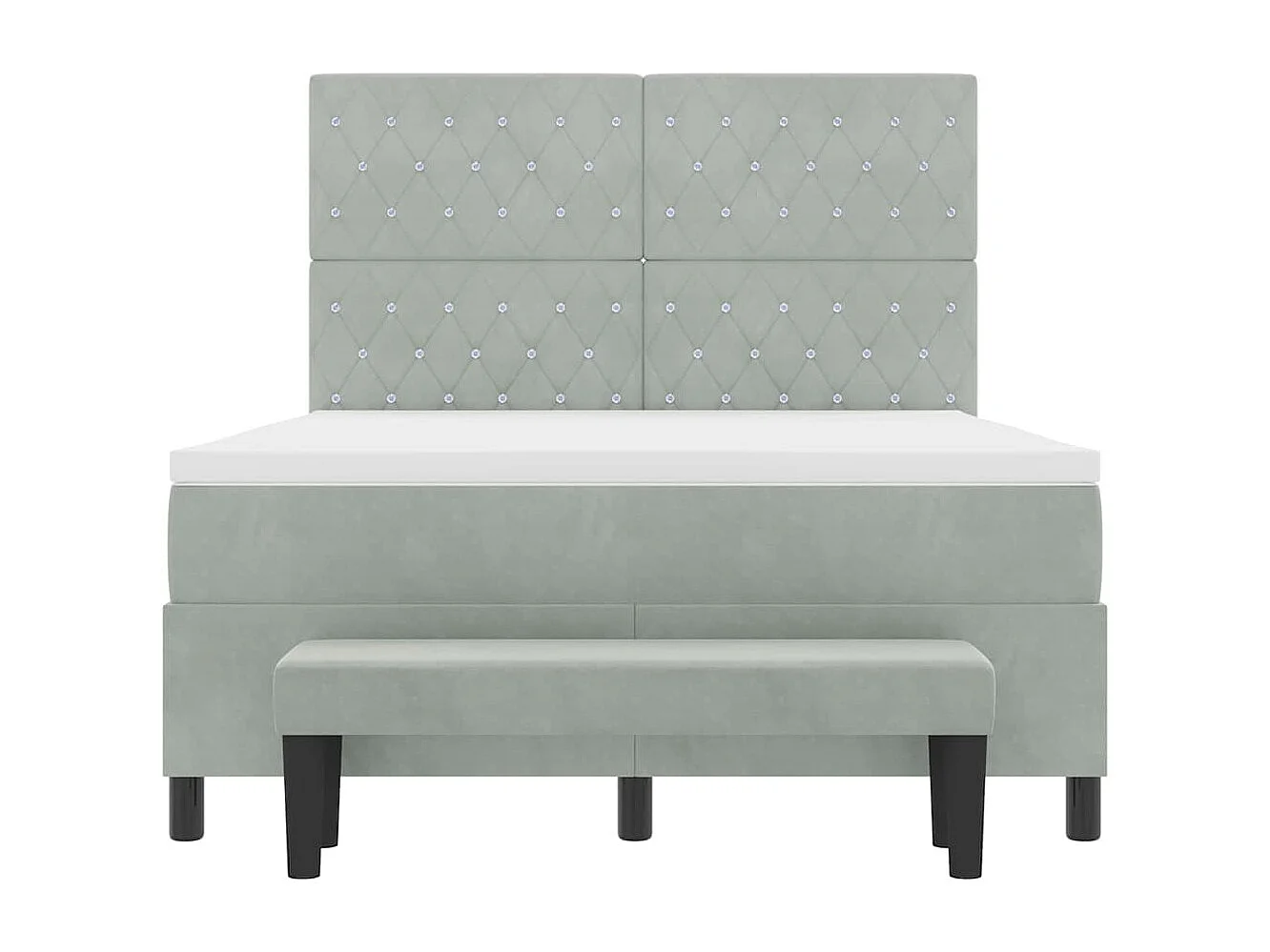 Cadre de lit avec matelas Gris clair 140 x 200 cm Velours