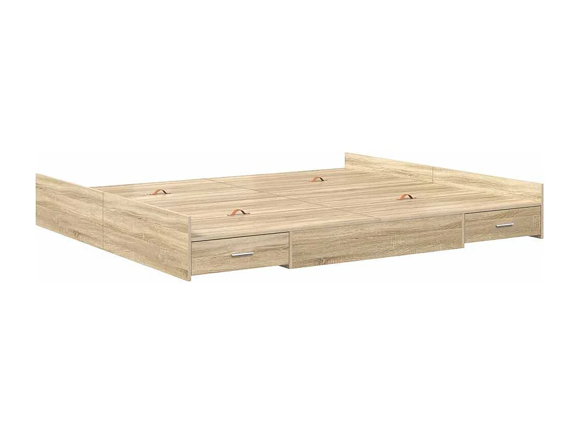 Cama con almacenamiento con cabecera Roble Sonoma 200 x 200 cm
