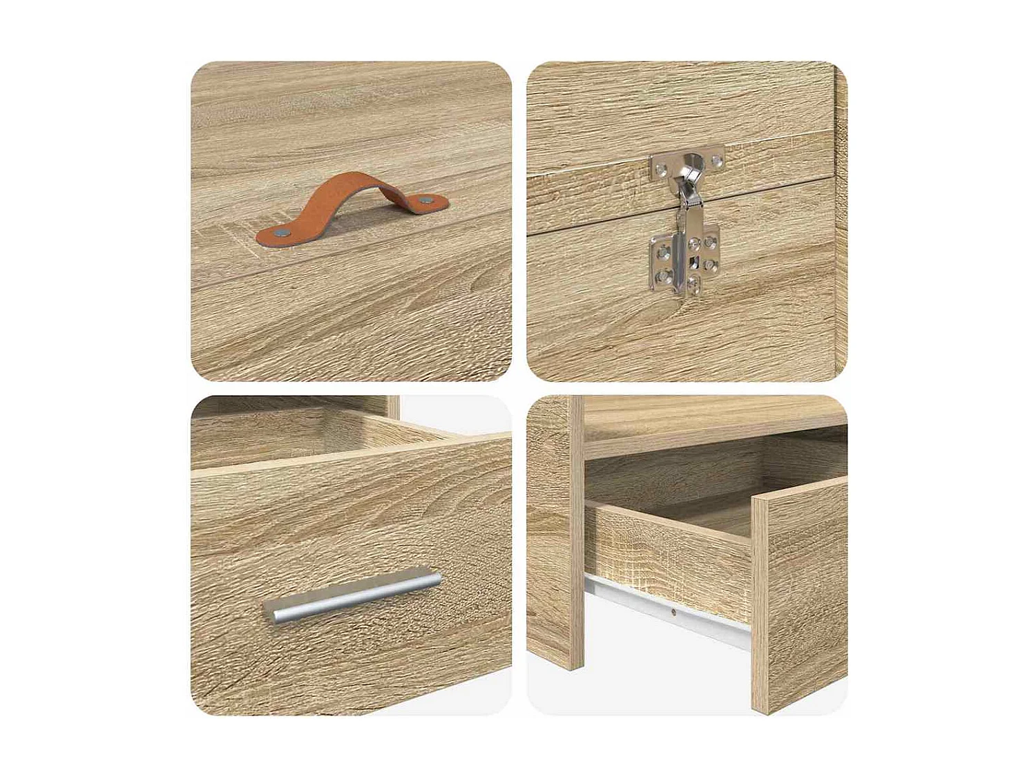 Cama con almacenamiento con cabecera Roble Sonoma 200 x 200 cm