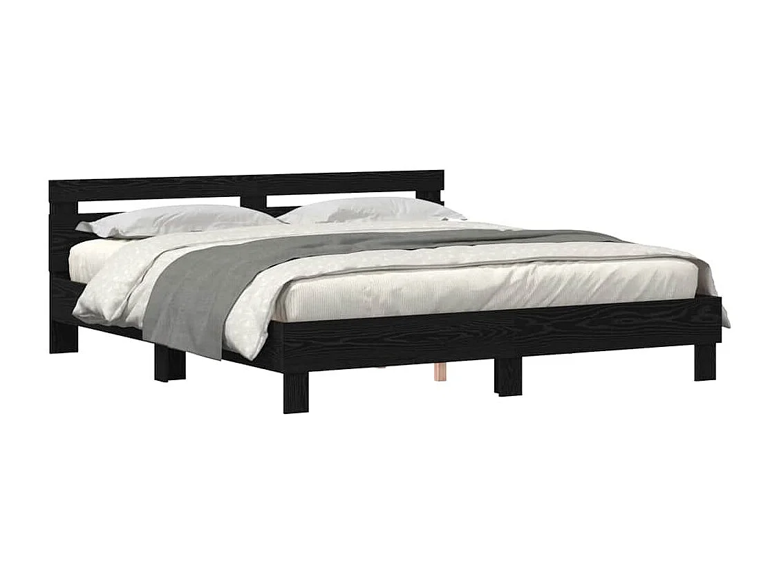 Estructura de cama con cabecera Roble negro 200 x 200 cm