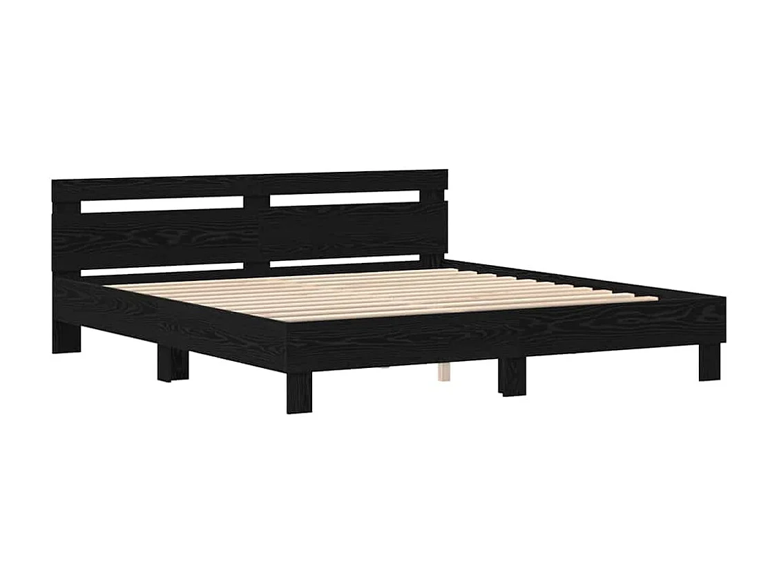 Estructura de cama con cabecera Roble negro 200 x 200 cm