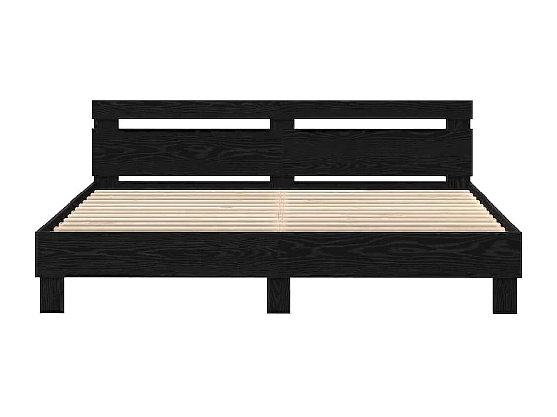 Estructura de cama con cabecera Roble negro 200 x 200 cm