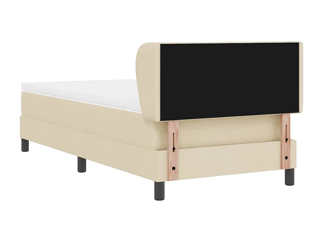 Cama box spring con colchón con colchón Crema 90 x 200 cm tela