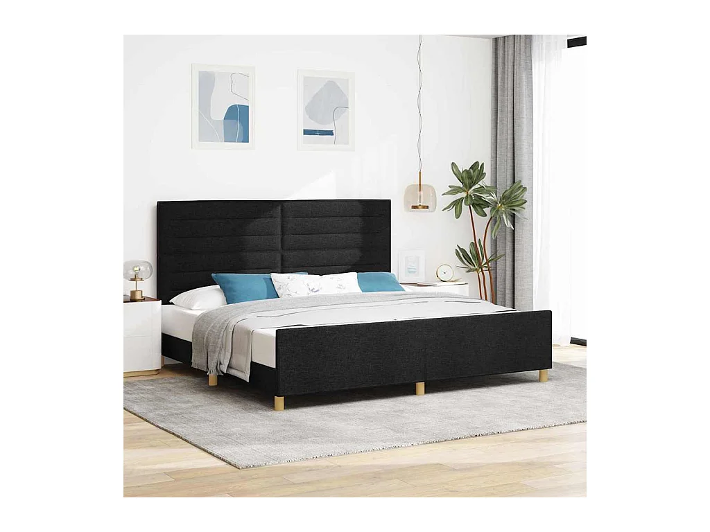 Bedframe met hoofdeinde Zwart 200 x 200 cm Stof