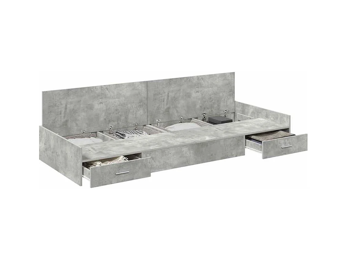 Cama con almacenamiento con cabecera Gris Concreto 100 x 200 cm