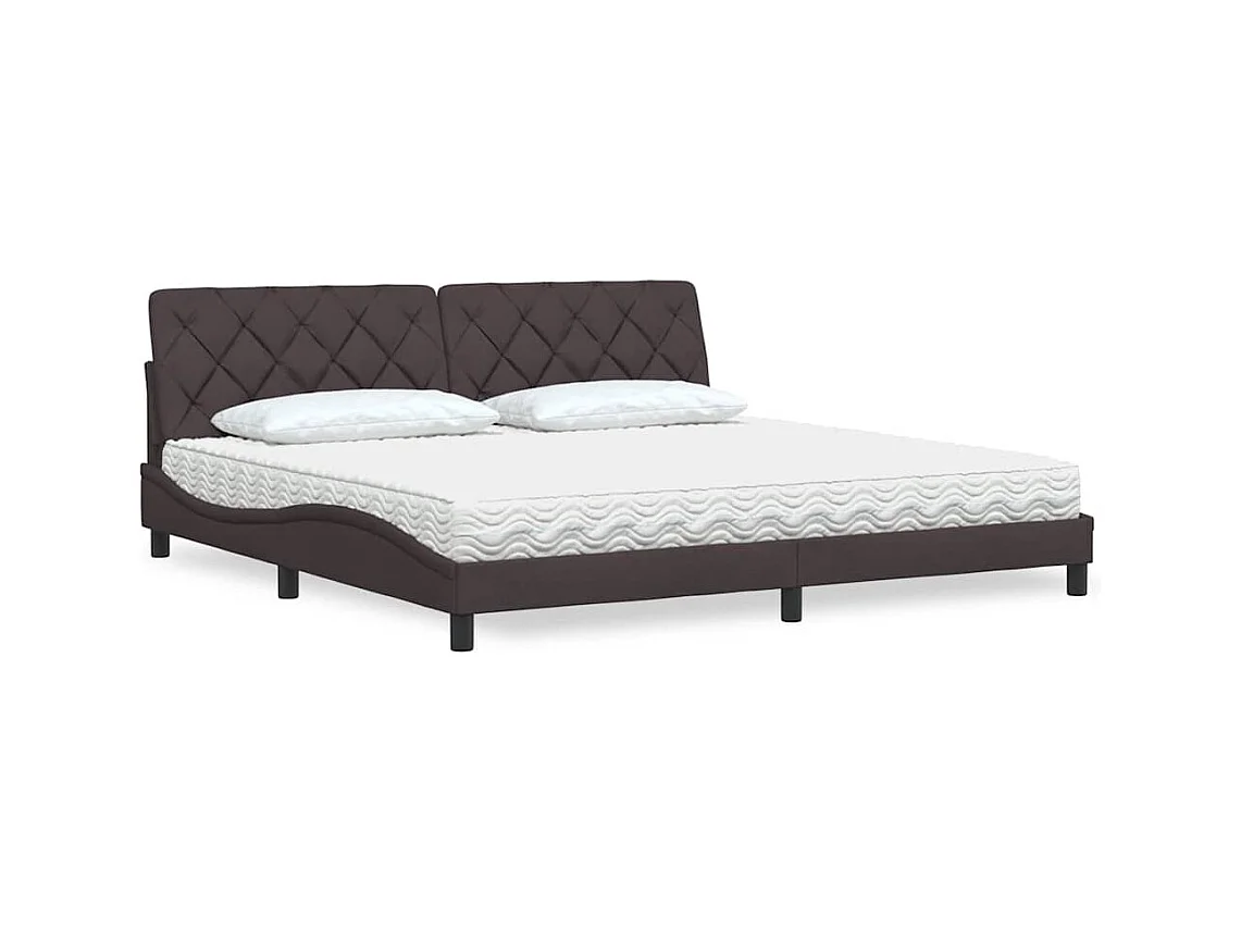 Cadre de lit avec matelas marron foncé 200x200 cm tissu