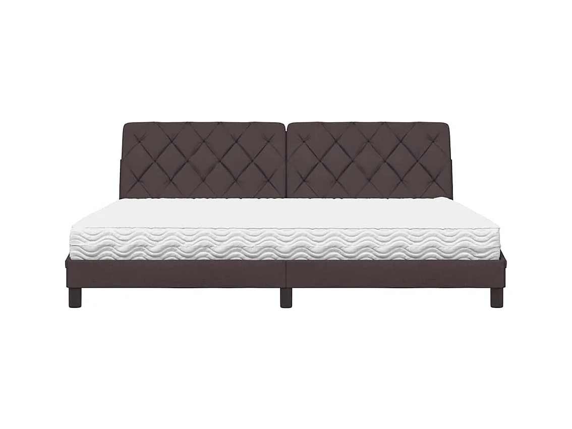 Cadre de lit avec matelas marron foncé 200x200 cm tissu