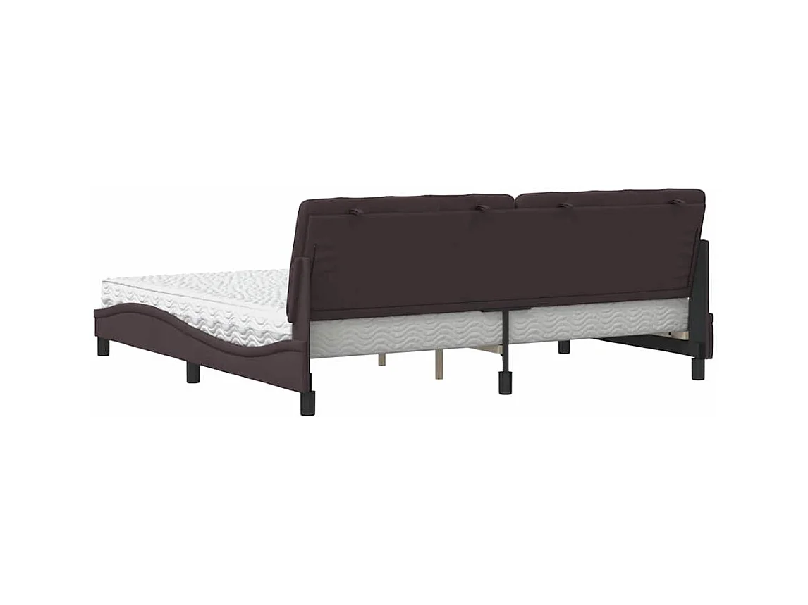 Cadre de lit avec matelas marron foncé 200x200 cm tissu
