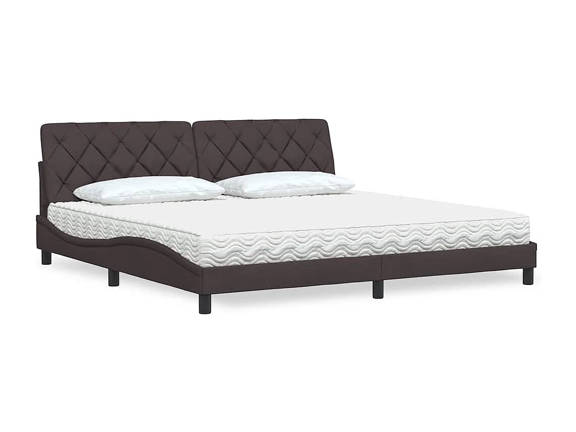Cadre de lit avec matelas marron foncé 200x200 cm tissu