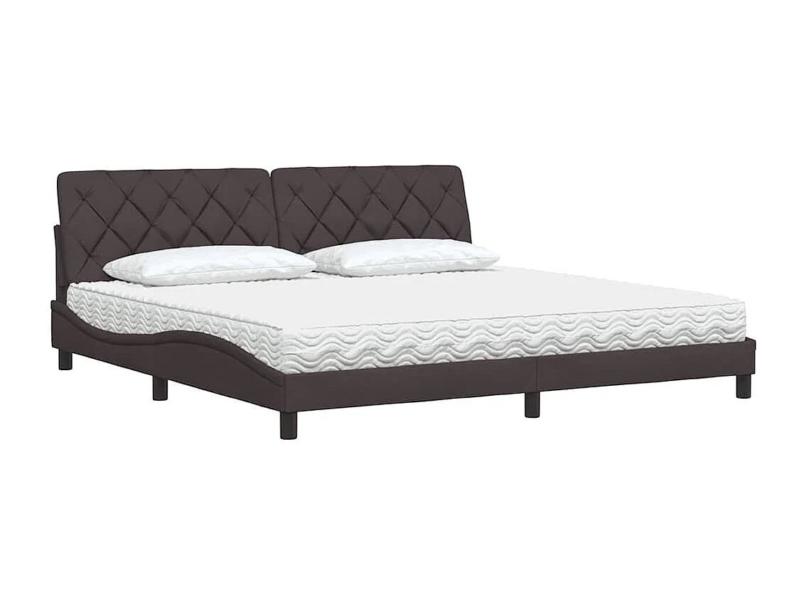 Cadre de lit avec matelas marron foncé 200x200 cm tissu