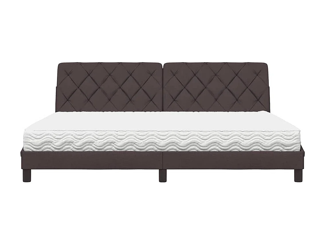 Cadre de lit avec matelas marron foncé 200x200 cm tissu