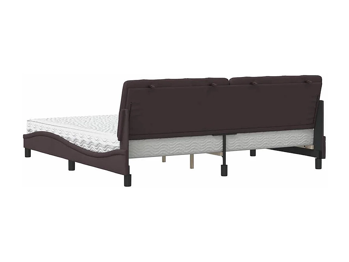 Cadre de lit avec matelas marron foncé 200x200 cm tissu